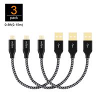 Micro USB Cable, ouliyo [3 Pack] Short 0.5ft Durable Nylon Braided Android Micro USB to USB 2.0 A Fast Charger Power Cord Compatible with Samsung, Chromecast, LG, Kindle, Xbox, Nexus,PS4 & More(Black)