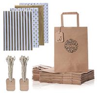 JCKBAGS Value Pack Thank You Gift Bag 50 (10.5 x 8 x 4.5) Qty, 80 Gold Themed Gift wrap Paper, Thank You Gift Bags with Handle, High-Quality Paper Bags