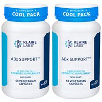 Klaire Labs ABX Support Probiotic - 10 Billion CFU Supplement for Support During Antibiotic Therapy, Hypoallergenic & Non-Dairy (60 Capsules, 2 Pack)