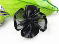 35pcs Organza Polyester with Cabbage Rose Flower Appliques Sewing Pick Color (Black)