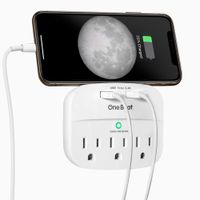 3-Outlet Surge Protector, Multi Plug Outlet Extender Power Strip with 2 USB Charging Ports 2.4 A, 490 Joules, ETL Certified-White for Home, School, Office