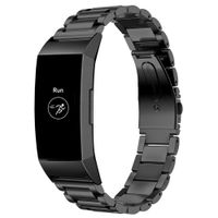 Maxjoy Compatible  with Fitbit Charge 3 Bands, Charge 3 SE Metal Band Small Large Stainless Steel Bracelet Strap Replacement for Fitbit Charge3/ Charge3 SE Tracker Wristbands, Black