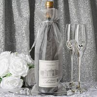 Tableclothsfactory 50PCS Silver Organza Gift Bag Drawstring Pouch Wedding Favors Bridal Shower Treat Jewelry Bags - 6"x15"