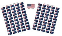 Made in USA! 100 Country Flag 1.5" x 1" Self Adhesive World Flag Stickers, Two Sheets of 50, 100 Sticker Flags Total (Australia)