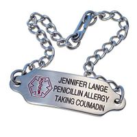 Personalized Medical Alert ID Bracelet for Smaller Wrists - Free Custom Engraving - Hypo-allergenic Stainless Steel - Small Design, 9.5 Inch Bracelet, Engraving on Front Only, Lobster Claw Clasp
