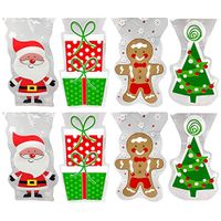Set of () Christmas Cello/Cellophane/Loot Treat Bag w/Ties – 4 Holiday Designs! (160 Bags)