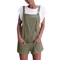 Women Jumpers Shorts Pants Pockets Strappy Romper Working Overalls Trousers Hemlock (L, Green)