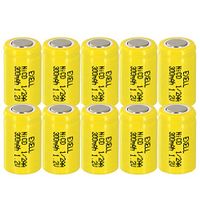 10x Exell 1/2AA NiCD 300mAh 1.2V Flat top Rechargeable Battery