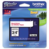 Brother Mobile TZE242 P-Touch Standard Laminated Tape, 3/4" W x 26.2' L, Red on White