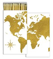 HomArt Large Decorative Gold Foil Continents Candle and Fireplace Wood Matches (Set of 10)