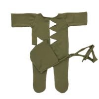 Baby Photography Props Boy Girl Photo Shoot Outfits Newborn Crochet Costume Infant Knitted Clothes Dinosaur Hat Rompers (Green)