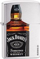 Zippo Jack Daniel's Whiskey Bottle Pocket Lighter, Brushed Chrome