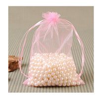 MELUOGE 100pcs 6X9 Inches Organza Drawstring Jewelry Pouches Bags Party Wedding Favor Gift Bags Candy Bags (Pink)