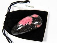 Fundamental Rockhound Products: Rhodonite Massage Wand Teardrop Style Natural Gemstone Crystal, Power Stone with Carrying Pouch