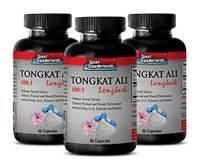 Increase Muscle Growth and Boost Fat Loss with Herbs - Tongkat Ali Root Extract 100: 1 (3 Bottles 180 Capsules)