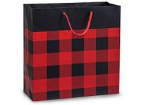 Buffalo Plaid Matte Design Filly Size 12"x5"x12" Shopping Gift Laminated Paper Bag Package Amount (5)