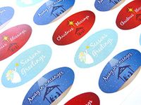 Pack of 30 Christian, Religious Christmas Oval Stickers, Colorful Envelope Seals Labels for Cards, Festive Craft and Decoration