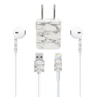 MightySkins Protective Vinyl Skin Decal Compatible with Apple iPhone Charge Kit wrap Cover Sticker Skins White Marble