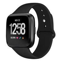 Kmasic Sport Band Compatible with Fitbit Versa/Fitbit Versa 2/Fitbit Versa Lite Edition, Soft Silicone Strap Replacement Wristband Versa Smart Fitness Watch, Small, Black
