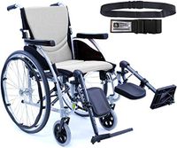 Karman S-Ergo 115 Ultra Lightweight Ergonomic Wheelchair | Seat Size 20" X 17" | Upgraded to Elevating Legrests | Fixed Wheels in Silver & Free Black Wheelchair Seatbelt!