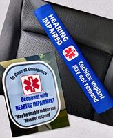 Hearing Impaired Medical Alert Belt Cover and Window Decal Set (Royal Blue)