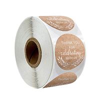 1'' Inch Round Glitter Thank You Sticker Kraft Handmade with Love Stickers / 500 Labels Per Roll(Type 1)