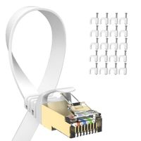 Cat7 Ethernet Cable 50ft, VANDESAIL CAT 7 Internet Network Cable, Flat LAN Cables with RJ45 Connector for Router, Modem, Gaming, Xbox (50ft, White)