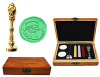 MNYR Christmas Santa Face Luxury Wood Box Gold Metal Peacock Wedding Invitations Gift Cards Paper Stationary Envelope Seals Custom Logo Wax Seal Sealing Stamp Wax Stick Melting Spoon Wood Gift Box Kit