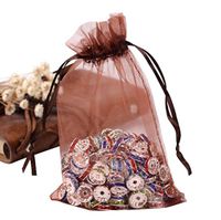 PH PandaHall 100PCS 4x6 Inches Chocolate Organza Gift Bags with Drawstring Candy Bags Jewelry Pouches for Baby Shower, Wedding, Birthday, Party, Christmas