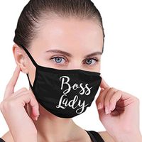 YOFFYO Comfort Face Covers Earloop Anti Allergy for Dust Cleaning, Boys Girls Adults - Anti Pollution (Boss Lady White Black Mouth Cover)