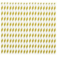 Rink Drink Biodegradable Paper Drinking Party Wedding Celebration Straws - Gold and White - Party Wedding Celebration Pack of 50