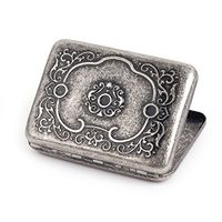 Embossed Arabesques Pure Copper Metal Cigarette Case Holds 16 Cigarettes