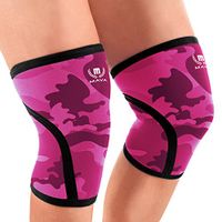 Mava Sports Knee Compression Sleeve Support for Men and Women with Perfect 7mm Neoprene Material for Powerlifting, Weightlifting, Body Building, Gym Workout, WOD and Squats (Camo Pink, Large)