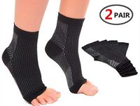 (2 Pair) Plantar Fasciitis Socks Arch Support Men & Women - Best 24/7 Compression Foot Sleeve Aching Feet & Heel Pain Relief - Washes Well, Holds Shape & Better Than a Night Splint