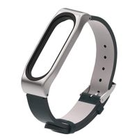 Mi Band 4 Replacement Strap, Mi band 3/4 Leather Replacement Band with Protector Case Stainless Steel Wrist Strap Wristband Watchband Bracelet Replacement Compatible with Xiaomi Mi Band 3