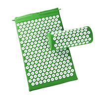 MHDE Acupressure Massager Mat Relaxation Relief Stress Tension Body Yoga Mat Relieve Body Stress Pain Spike Cushion Mat with Pillow,Green