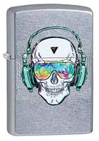 Custom Personalized Skull Headphone Design Zippo Street Chrome Windproof Lighter Free Engraving #29855