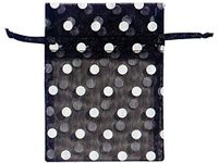 Sheer Printed Polka Dot Organza Bags- Black & White Dots 3x4" Polka Dot Organza Bags (12 Packs; 10 Bags Per Pack) - WRAPS-B52139