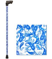 NOVA Palm Grip Orthopedic Handle Walking Cane for Left Hand, Lightweight and Adjustable, Blue Porcelain Design