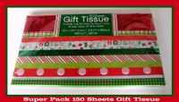 Super Pack 150 Sheets Christmas Assorted Gift Wrap Tissue 20x20 (Classic Colors/Collection A)