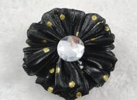 20pcs Organza Circular Flower Rhinestones Appliques Craft DIY (Pick Color) (Black)