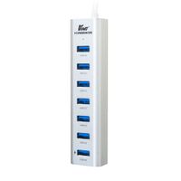 Kingwin USB Hub 7 Port USB 3.0 Data Hub Aluminum for Mobile SSD, MacBook, Mac Pro/Mini, iMac, Chromebook, Surface Pro, USB Flash Drives, Notebook PC, XPS, and More. Include 1 IQ Smart Charging Port