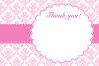 30 Pink Vintage Damask Blank Thank You Cards Bridal Wedding Shower Birthday Party + 30 White Envelopes