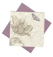 Faith Inspired Set of 6 Blank Notecards ~ Butterfly and Flower (Gold Foil; 5" x 5"; Purple Envelopes)