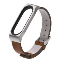 Mi Band 4 Replacement Strap, Mi band 3/4 Leather Replacement Band with Protector Case Stainless Steel Wrist Strap Wristband Watchband Bracelet Replacement Compatible with Xiaomi Mi Band 3