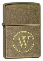 Personalized Zippo Antique Brass Lighter with Free Initial Laser Engraving