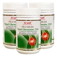 Hi Well Premium Mussel & Glucosamine 5500mg 180 Capsules New Zealand Green Lipped Mussel Extract Joint Health Supplements (Pack of 3)