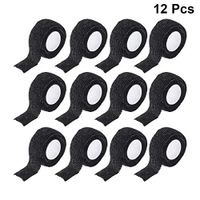 Healifty 12 Roll Medical Bandages Self Adherent Wrap Tape Stretch Athletic Strong Elastic First Aid Tape (Black)