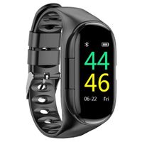 ELEXTOR Earbuds SmartWatch，2019 Newest M1 AI Earphone Smart Watch Built-in TWS Wireless Bluetooth Earphone Blood Heart Rate Monitor Kcal Sports Smart Wristband Long Time Standby (Black)