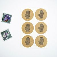 Winter Mittens Stickers, Round Christmas Holiday Gift Labels, Seals, Gift Packaging, by Once Upon Supplies, 1.5 Inches, 60 Stickers